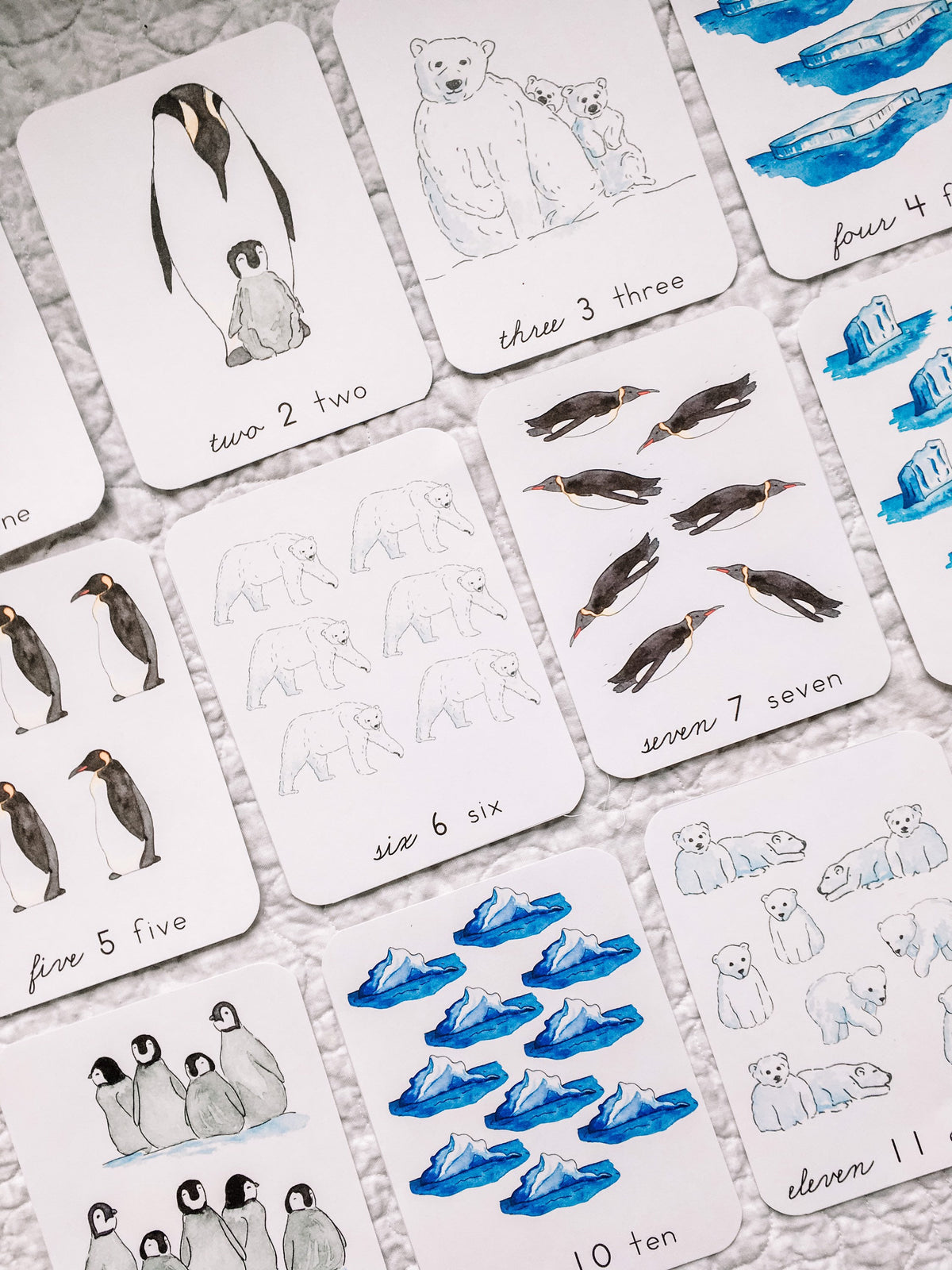 Polar Seas Counting Cards | Preschool Homeschool Montessori printable