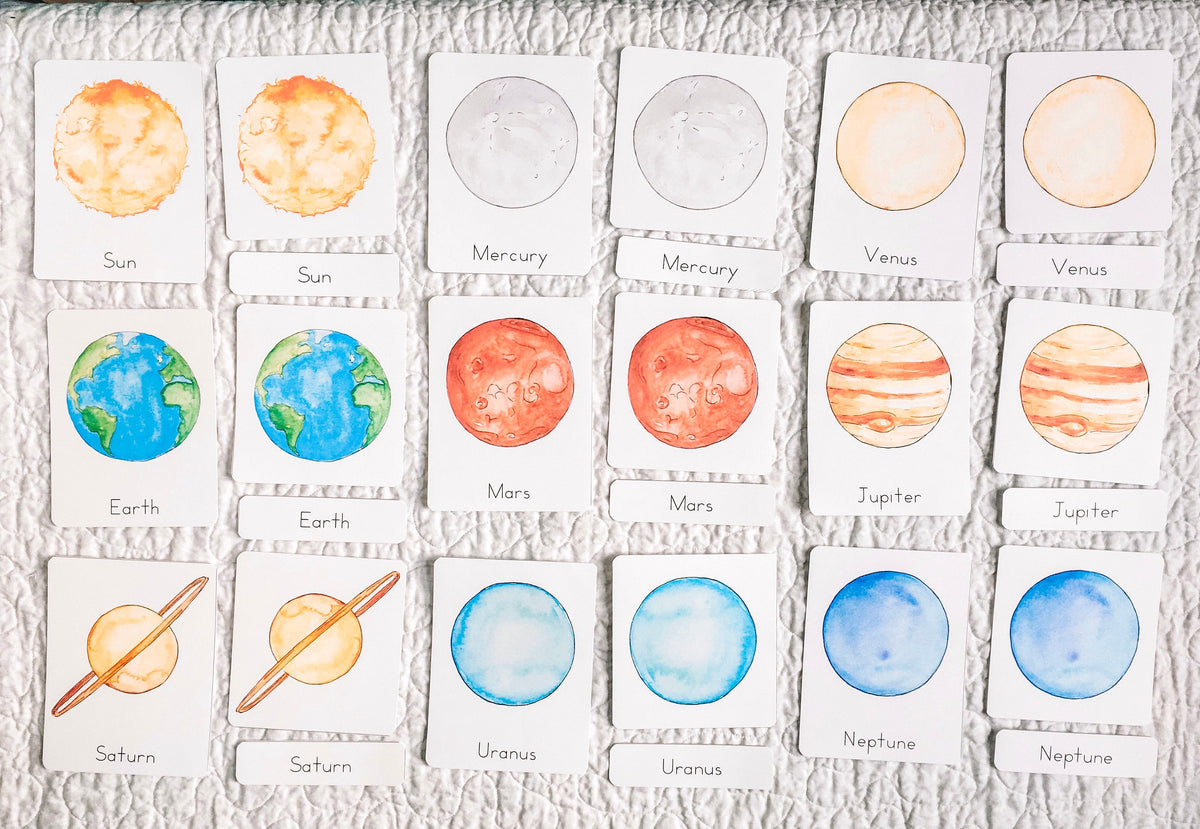 Solar System Flashcards | Montessori Homeschool Planets Space Printables