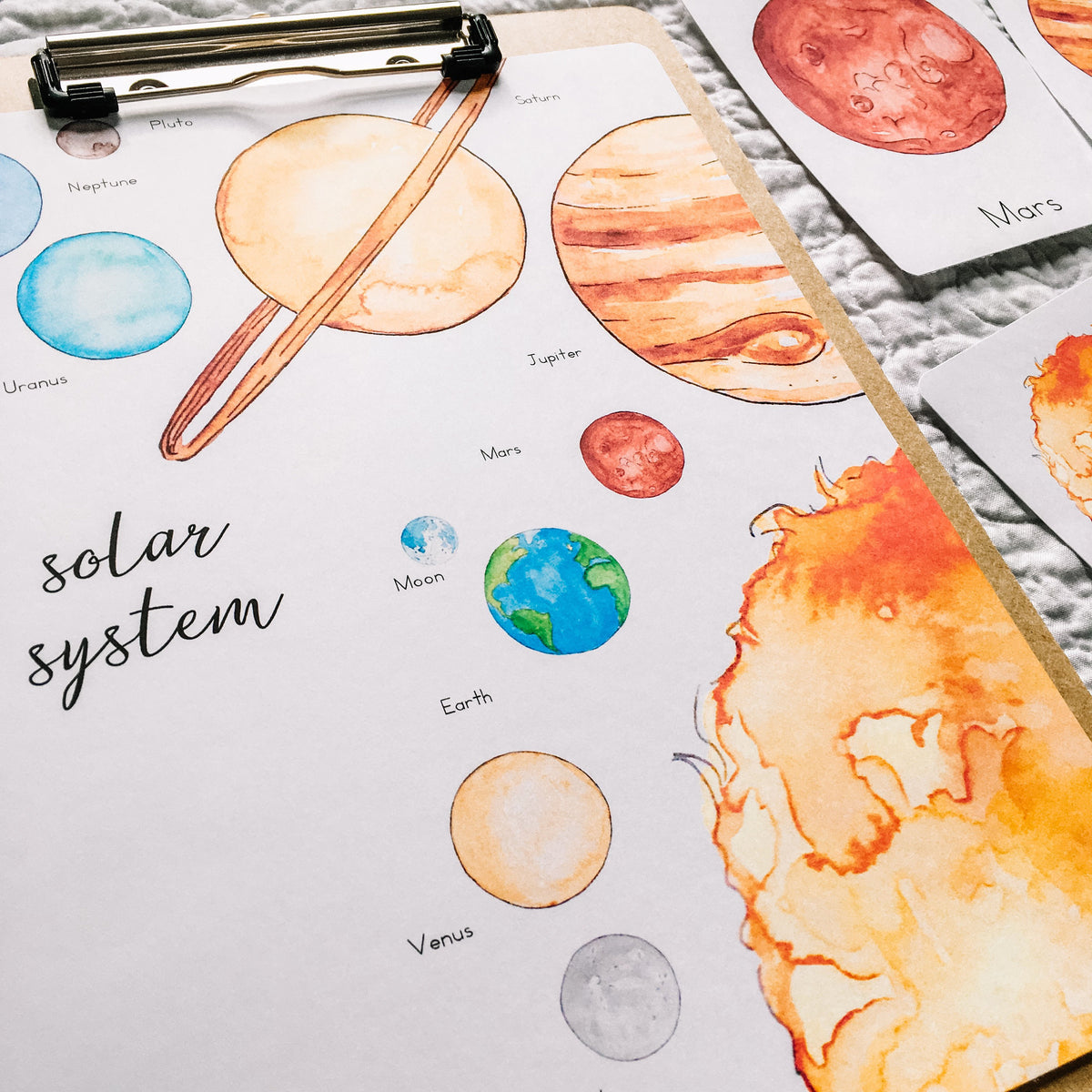 Solar System Flashcards | Montessori Homeschool Planets Space Printables
