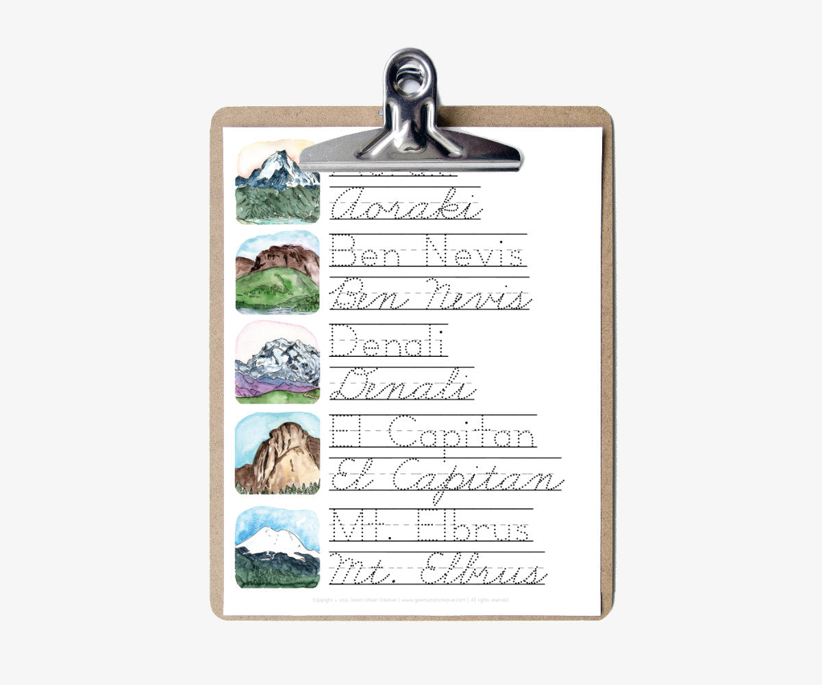Mountains of the World | Printable