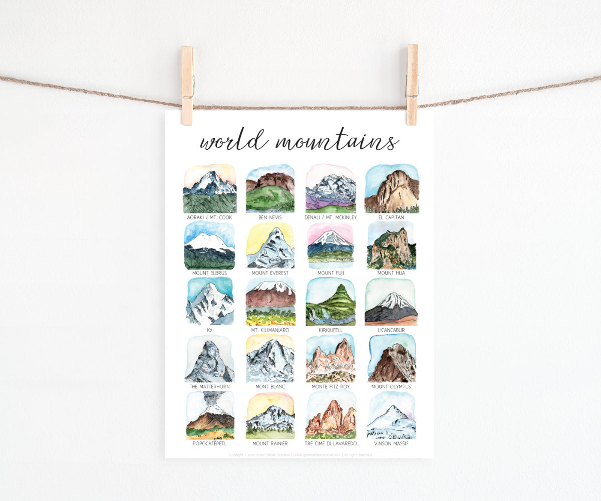 Mountains of the World | Printable